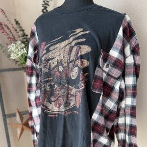 Studio Ghibli Refashioned Upcycled Reworked Flannel ~M/L See Measurements